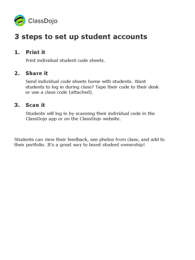 ClassDojo Student Login Guide | PDF | Login | Qr Code