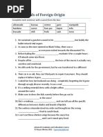 Worksheet+ +Vocabulary+Words+of+Foreign+Origin