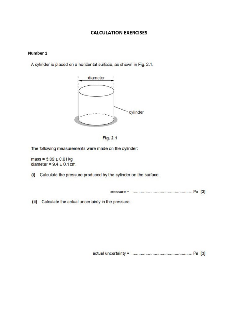 Calculation Exercises | PDF