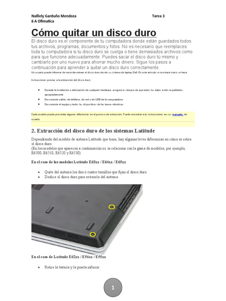 Cómo Quitar Un Disco Duro | PDF | Hardware de la computadora | Disco duro