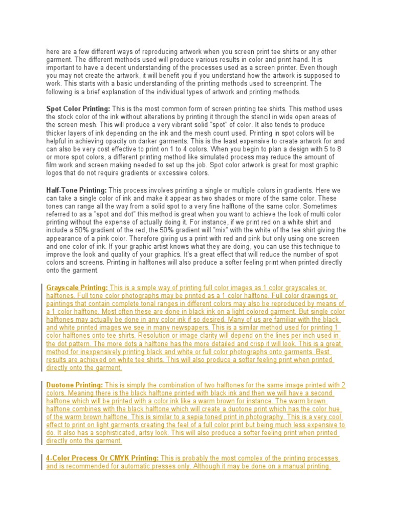 Here Are A Few Different Ways of Reproducing Artwork When You Screen