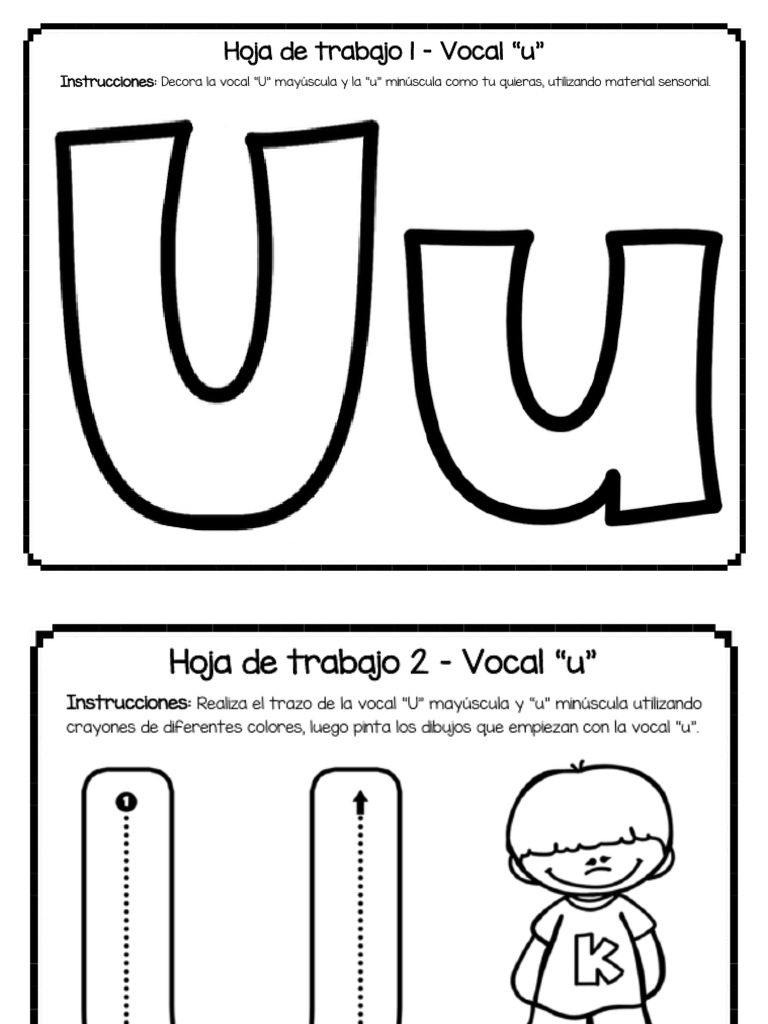 Hojas de Trabajo - Semanal - Vocal U | PDF | Artes del Lenguaje y  Comunicación | Hogar, jardinería y bricolaje, image size:768x1024