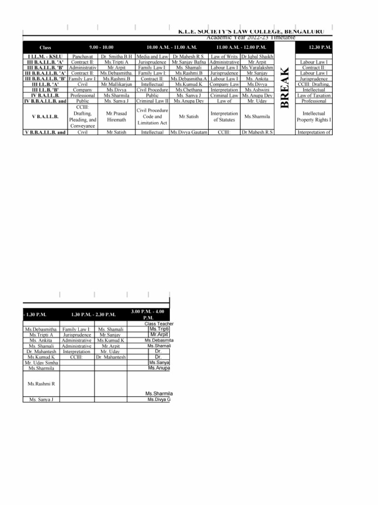 Time Table 2022 23 PDF