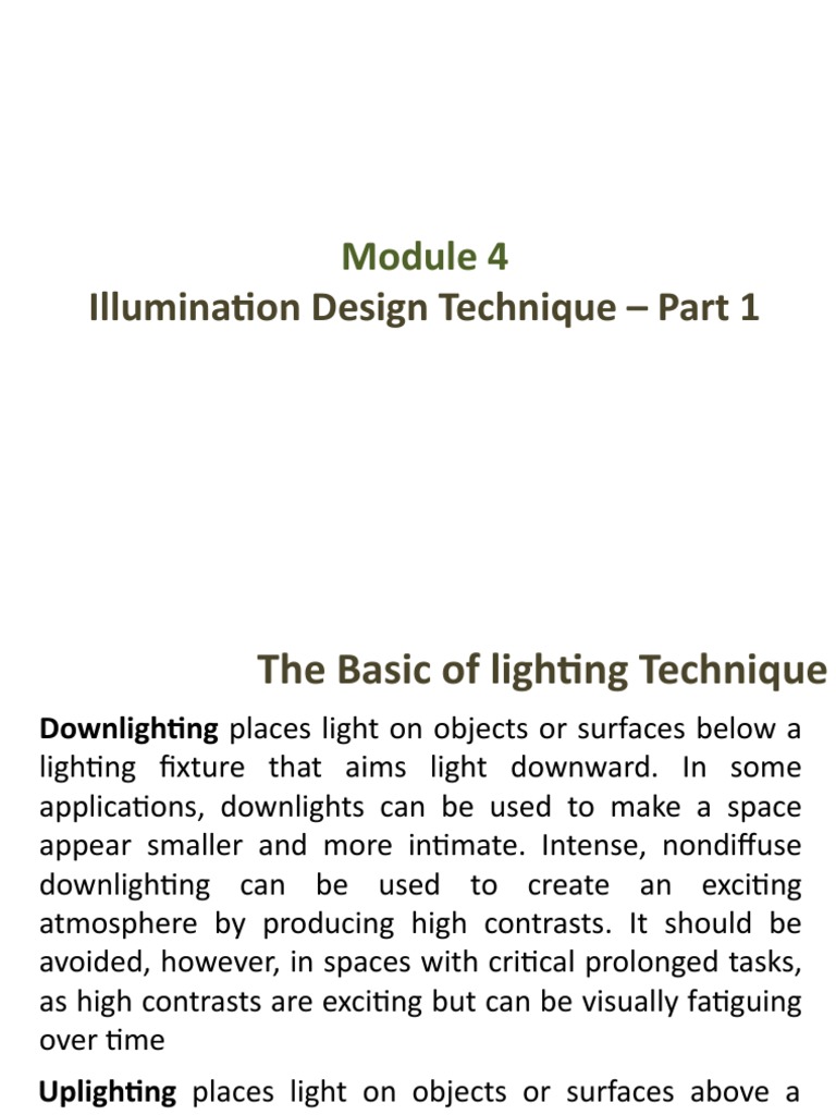 Lighting Design Techniques Overview | PDF | Lighting | Window