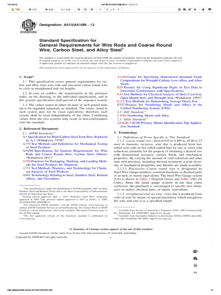 Astm A510 - A510m-2013 | PDF