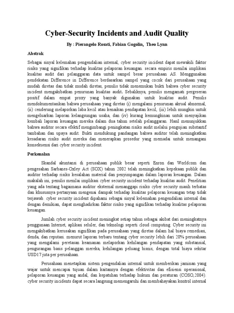 Makalah Cyber Security Incidents | PDF