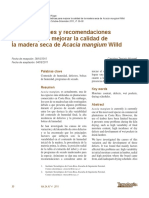 Consideraciones y Recomendaciones Prácticas para Mejorar La Calidad de La Madera Seca de Acacia Mangium Willd