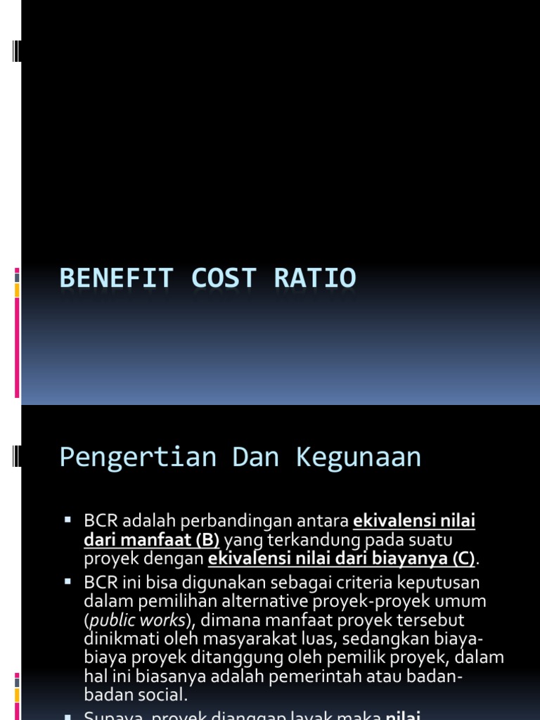 Benefit Cost Ratio PDF