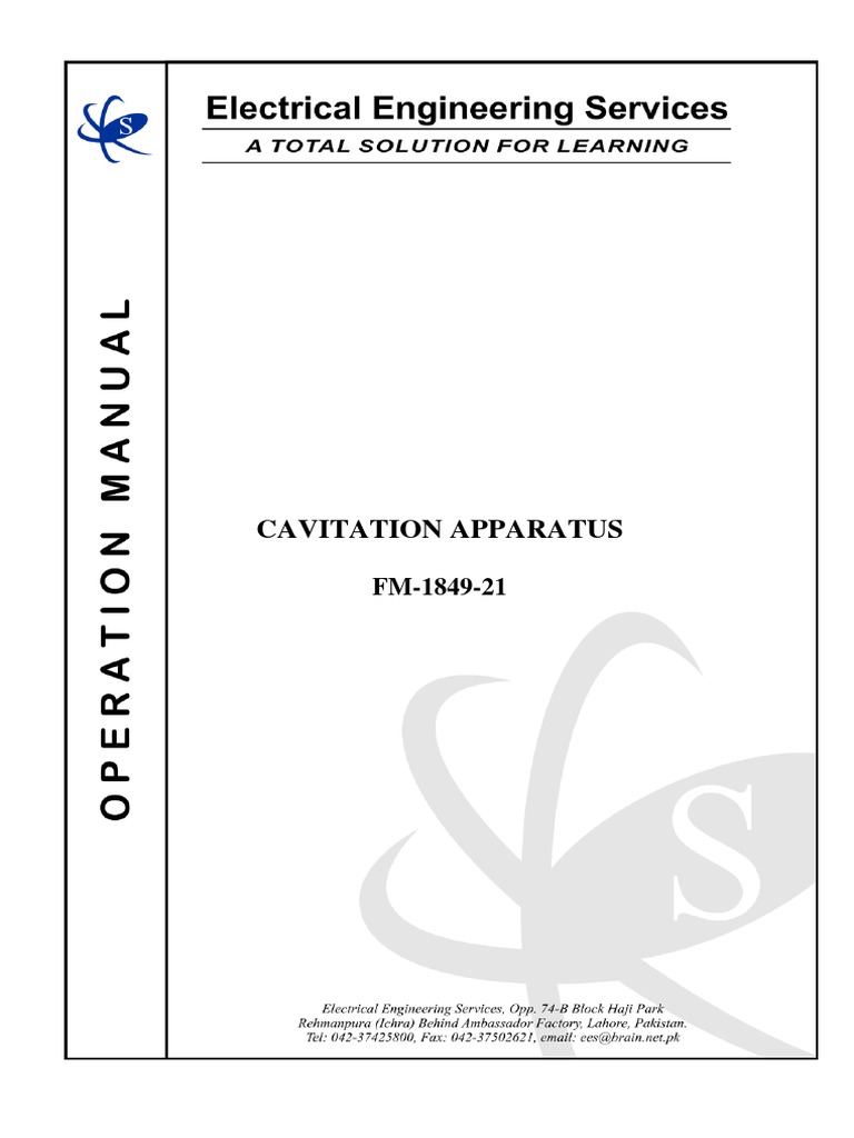 Cavitation Apparatus FM 1849 21 | PDF | Pressure | Phases Of Matter
