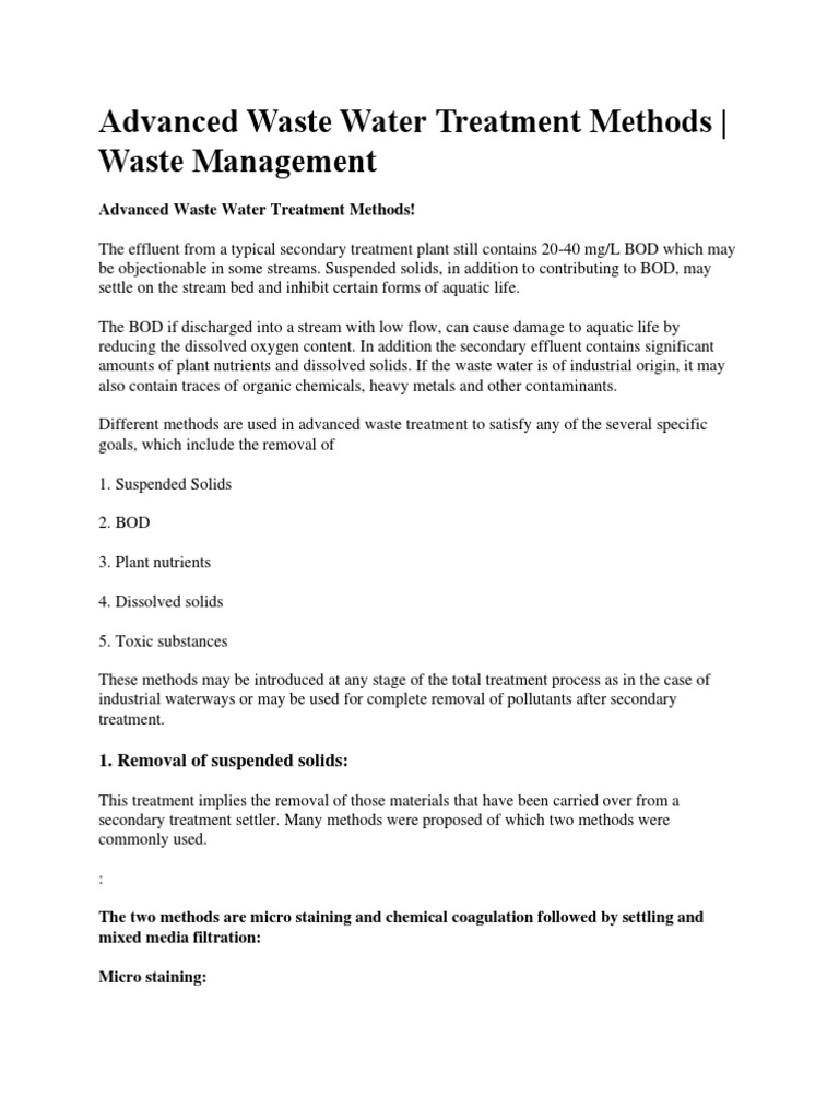 Advanced Waste Water Treatment Methods PDF Ion Exchange Water