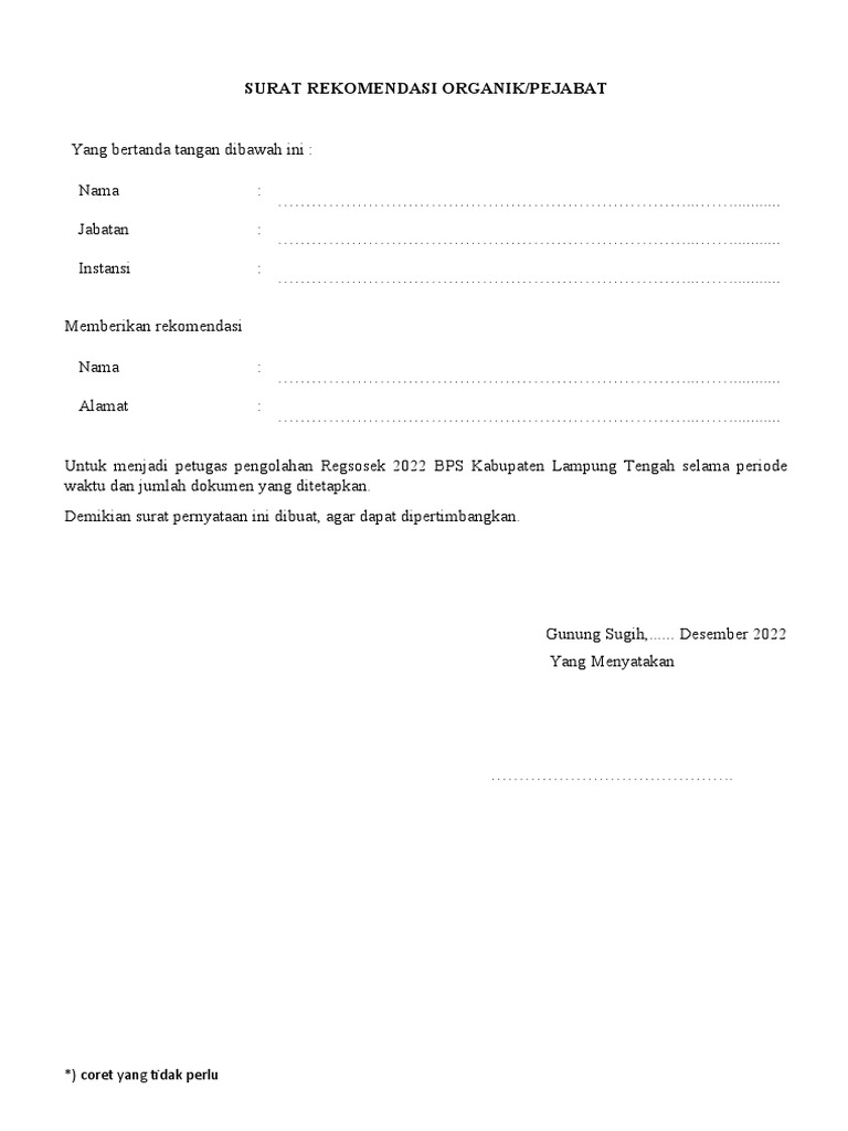 Surat Rekomendasi | PDF