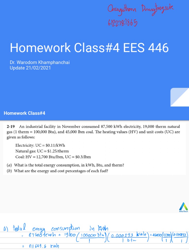 Homework Class4 Intro To Energy Audit PDF Electricity Electric Power