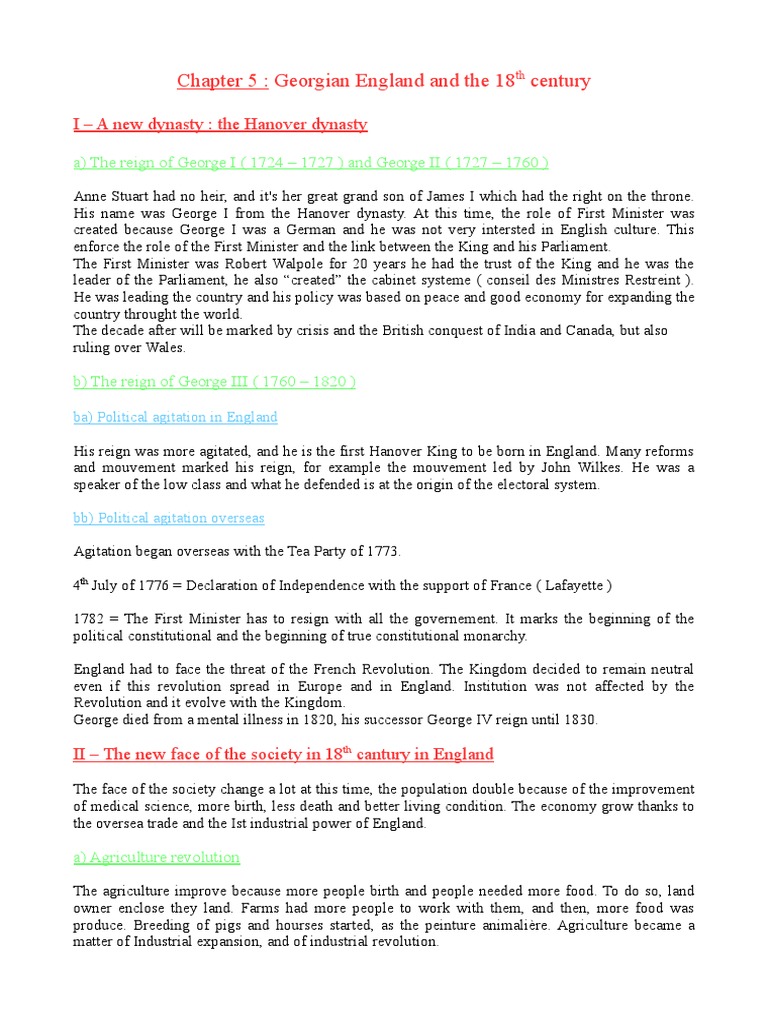Hanover Dynasty and 18th Century England | PDF | First French Empire ...
