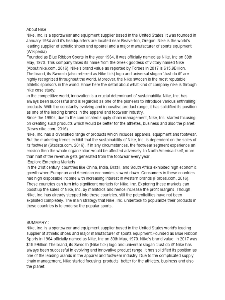 Nike: A Case Study in Footwear Innovation | PDF | Nike | Brand