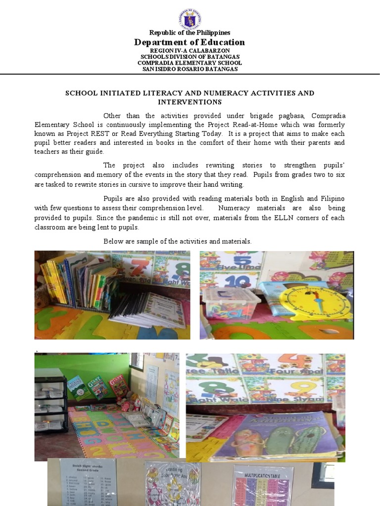 School Initiated Literacy and Numeracy Activities and Interventions | PDF