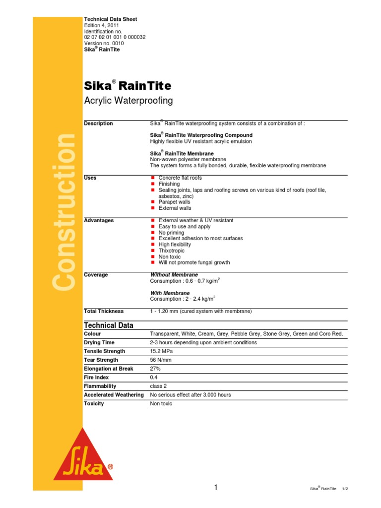 Sika RainTite | PDF | Roof | Building Technology