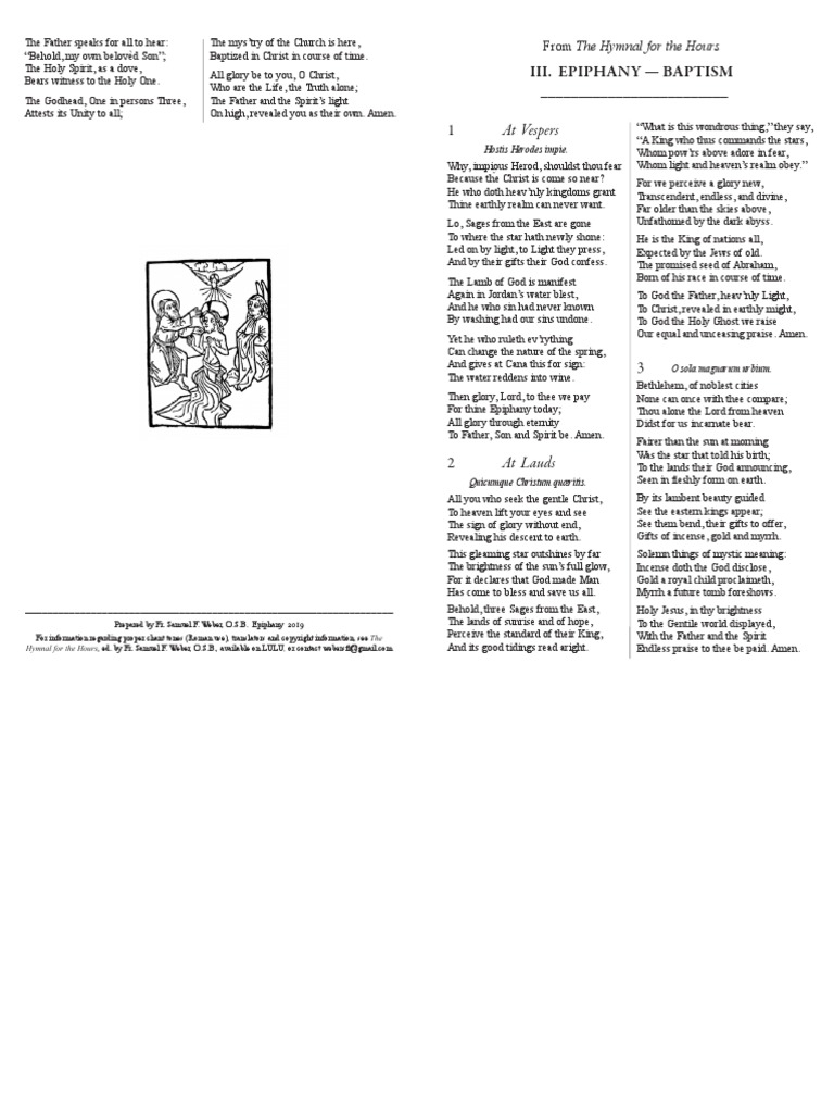 HYMNS. III. Epiphany Baptism. 2020 PDF Jesus Baptism