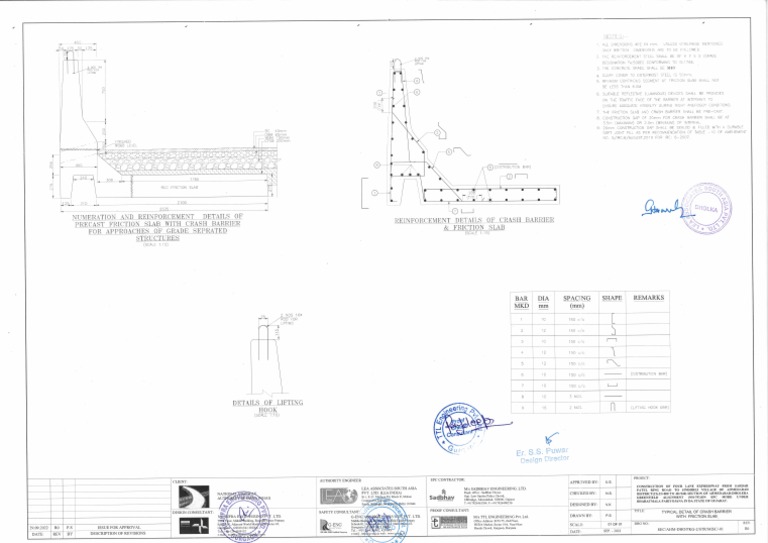 Typical Detail of Crash Barrier With Friction Slab-Approved | PDF