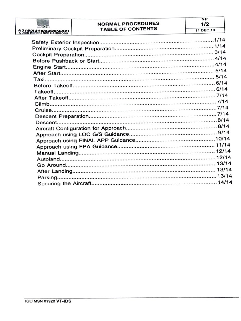 Normal Procedures Overview | PDF | Aerospace | Aeronautics