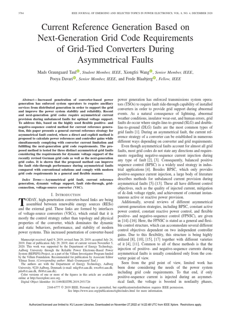 Current Reference Generation Based On Next-Generation Grid Code ...