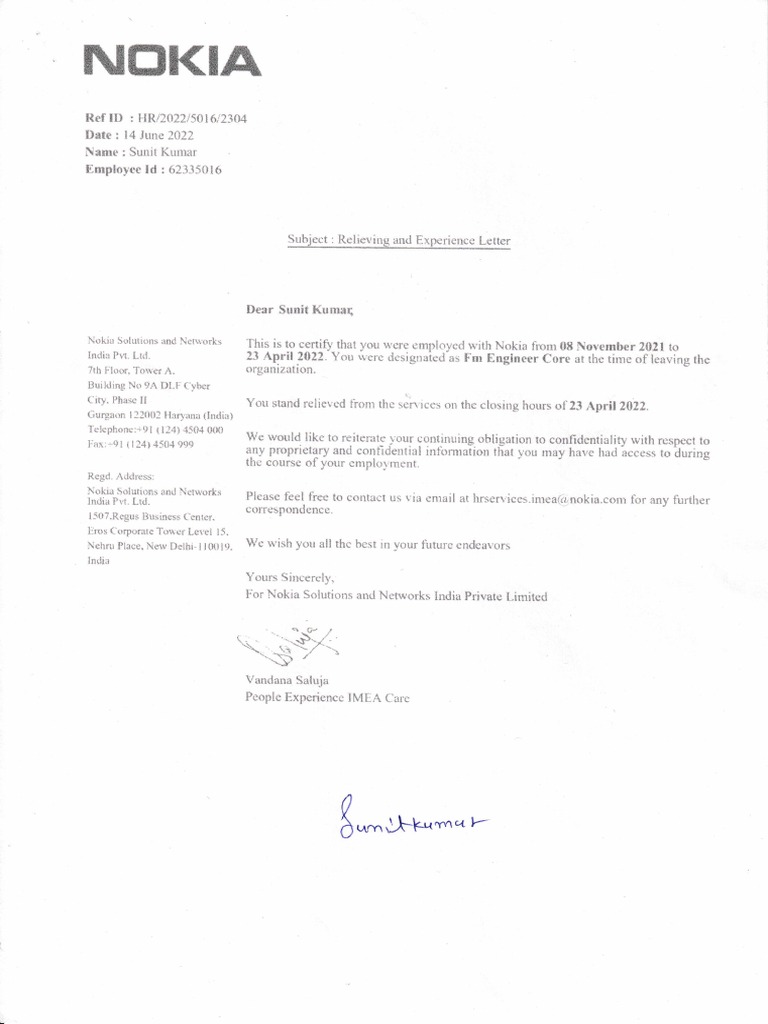 Experience Letter | PDF