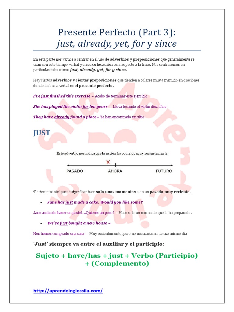 Uso de Adverbios en Presente Perfecto | PDF | Verbo | Adverbio