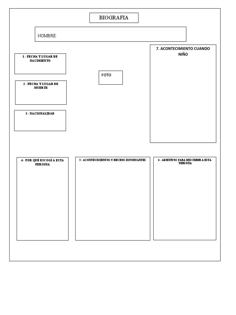 Actividad Biografia Quinto PDF