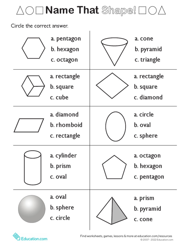 Shape Study Guide Grade 3 | PDF