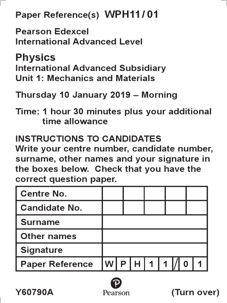 A4 24pt WPH11 - 01 Y60790A 24pt A4 WPH11 - 01 Question Paper | PDF ...