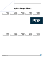 Multiplication Problems: 79071 X 5578 43581 X 5616 68296 X 6078 58820 X 3201 24354 X 8394