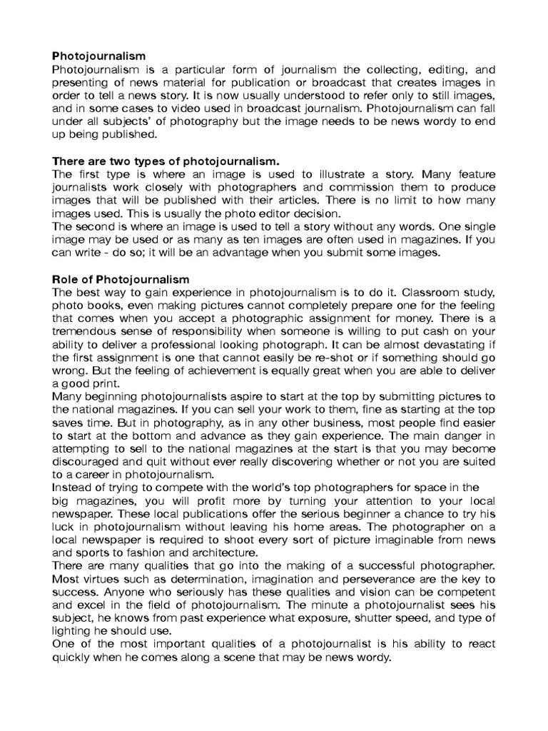 The Role and Importance of Photojournalism in Telling Compelling