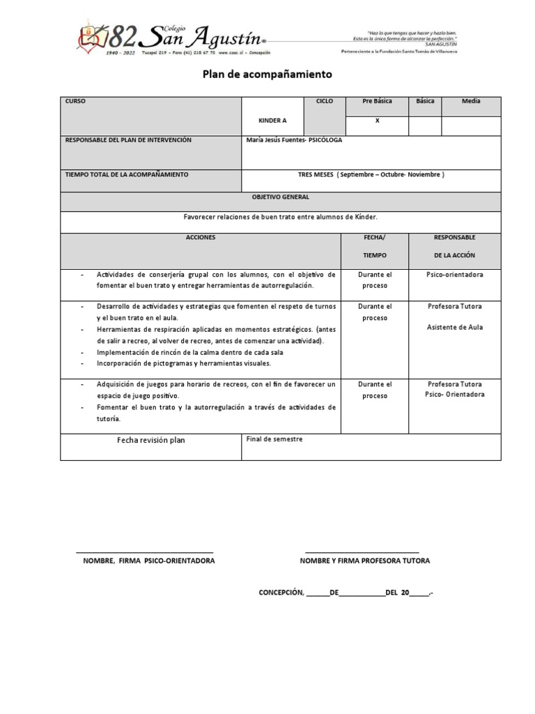 Propuesta Plan de Acompañamiento | PDF