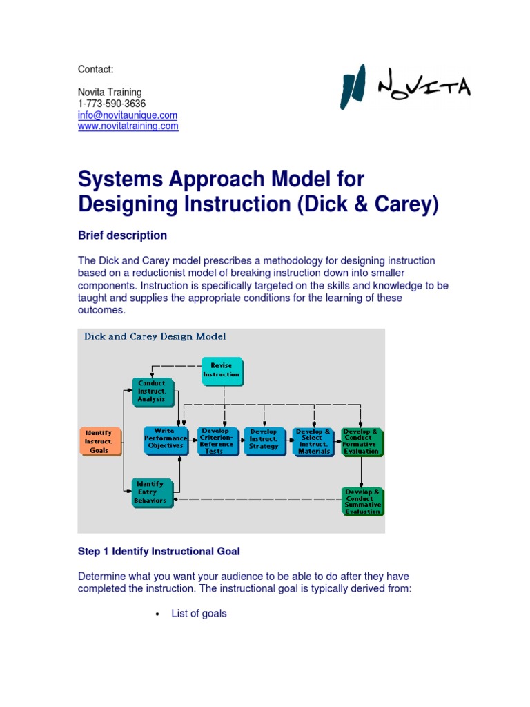 Systems approach model for designing instruction dick carey