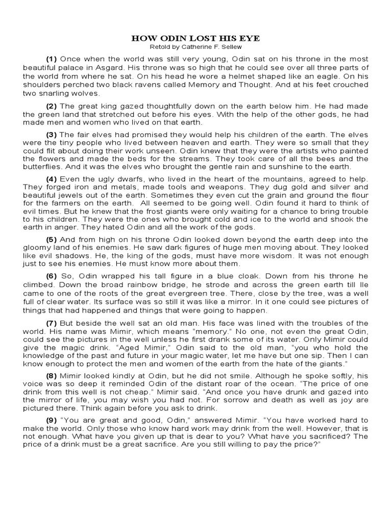 How Odin Lost His Eye Story 1 PDF