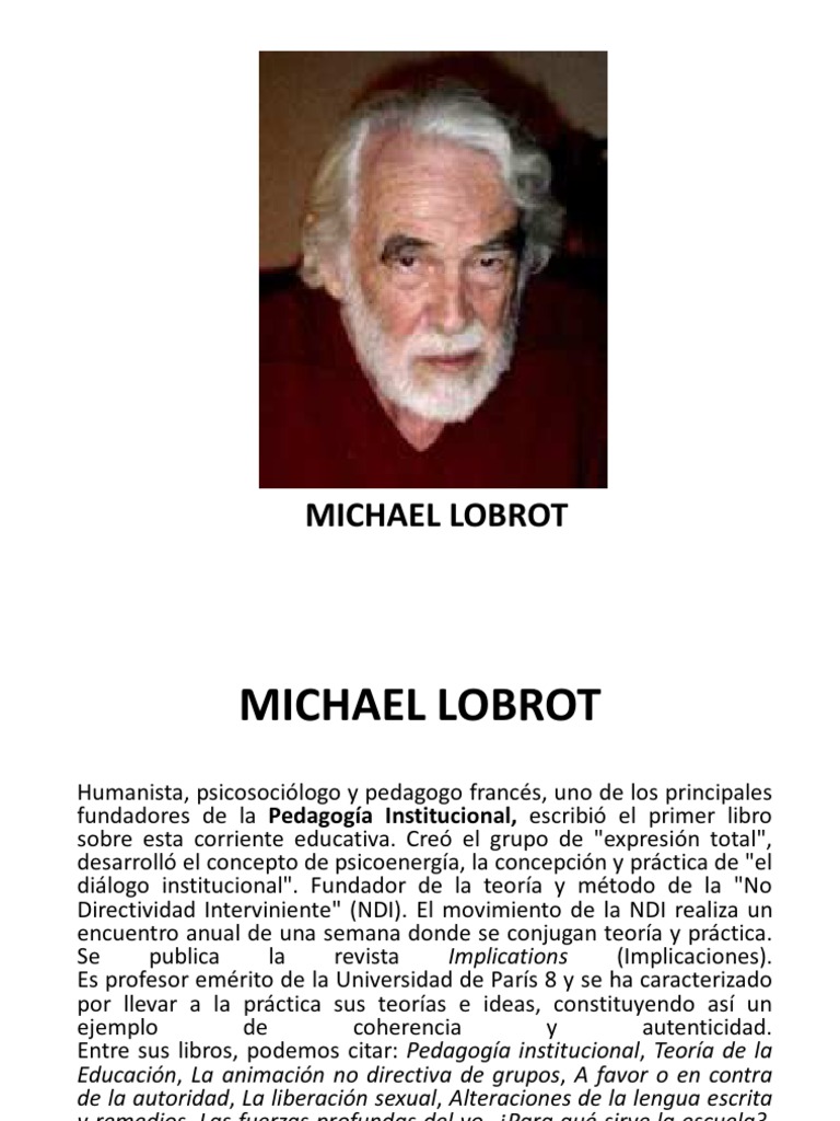 Aportes de Michel Lobrot a la Pedagogía | PDF | Crecimiento personal y ...