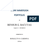 Work Immersion Portfolio of Benhur G. Bacuyag