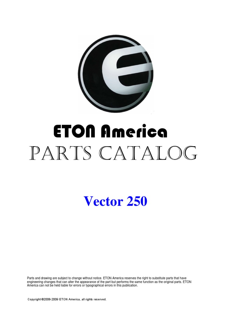 ETON America Parts Catalog Vector 250 PDF Carburetor Valve
