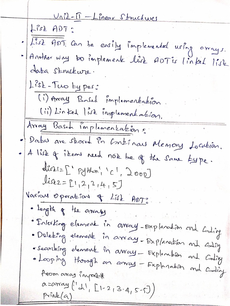 DSA Unit 2 Key Notes | PDF