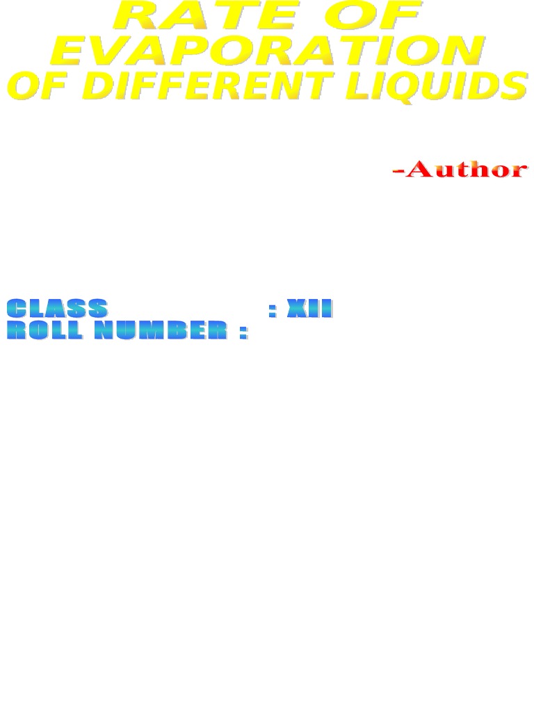 Rate of Evaporation of Different Liquids Compress PDF Evaporation