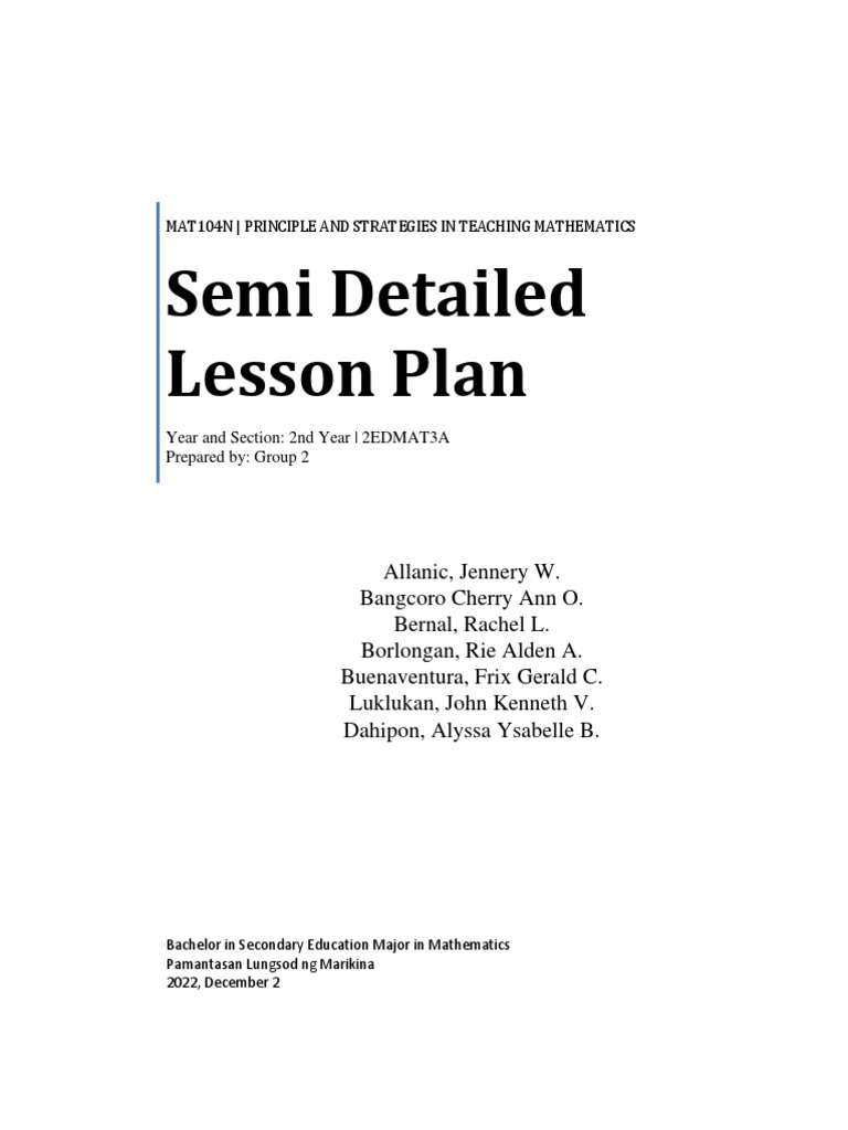 Grade 8 Math: Domain and Range Lesson Plan | PDF | Function ...