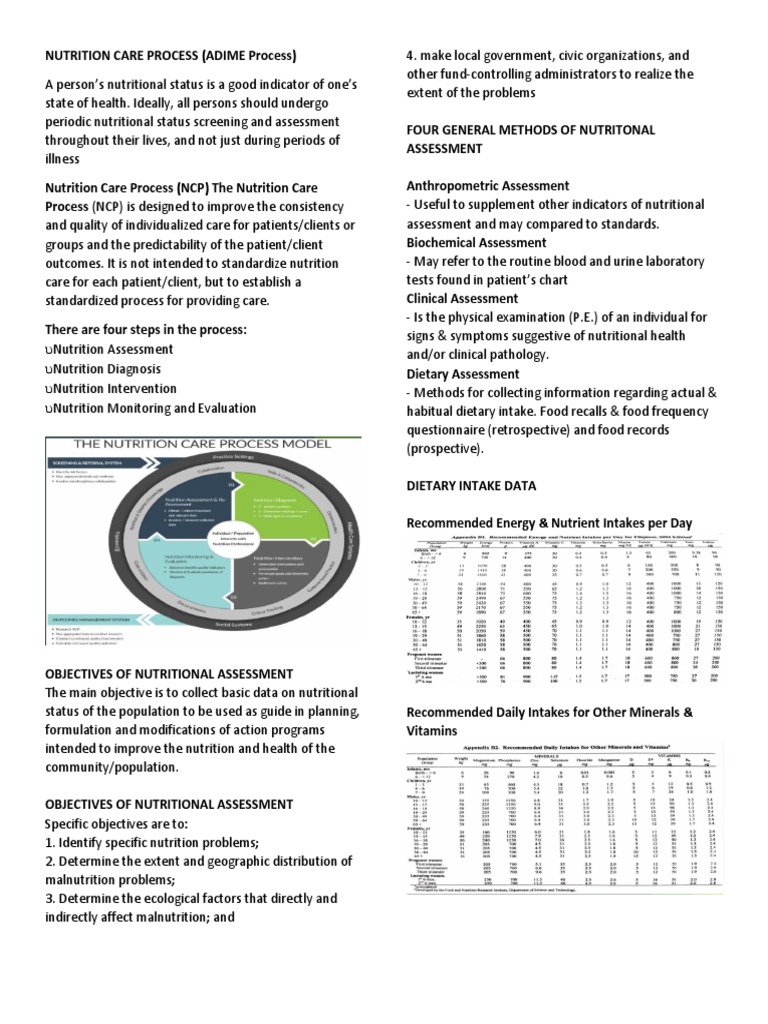 Nutrition Care Process PDF Nutrients Human Nutrition