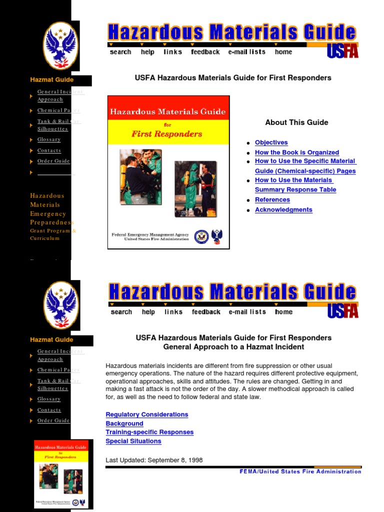 USFA Hazardous Materials Guide For First Responders PDF Dangerous