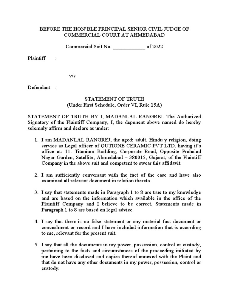 Format - Statement of Truth | PDF | Law