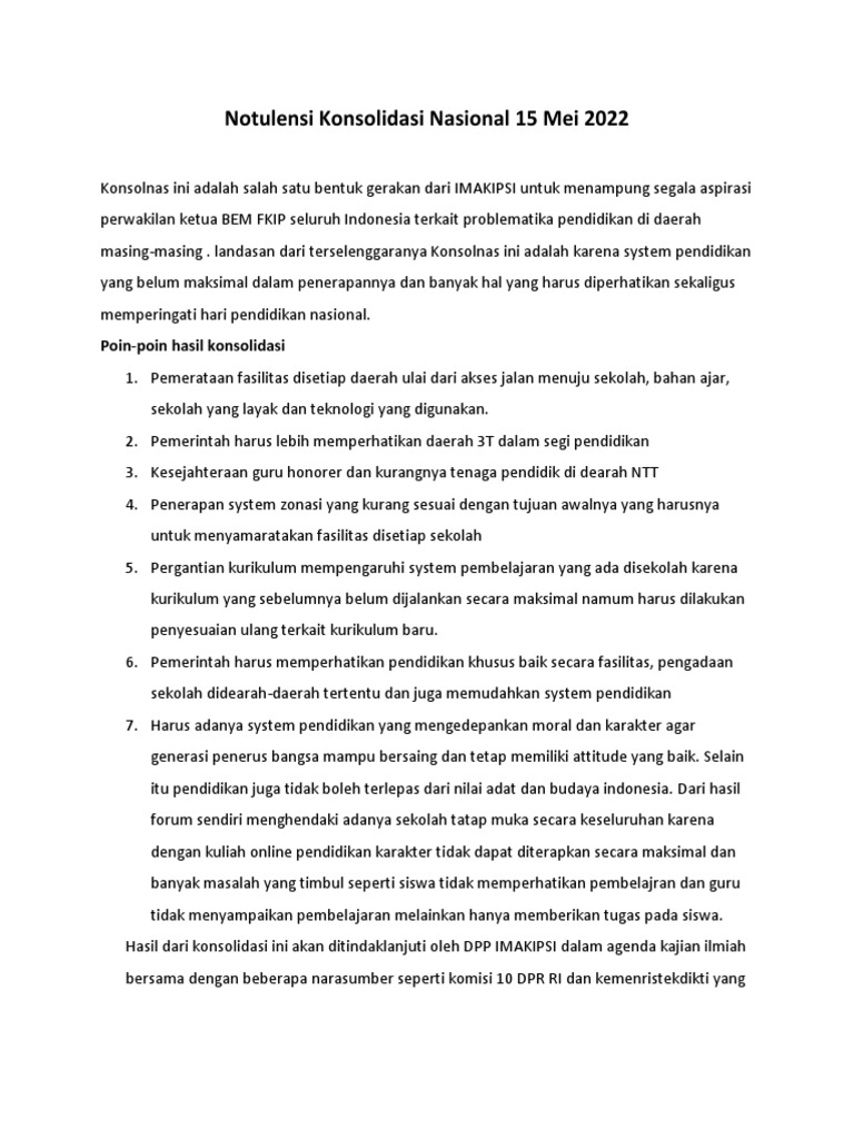 Notulensi Konsolnas 15 Mei 22 PDF
