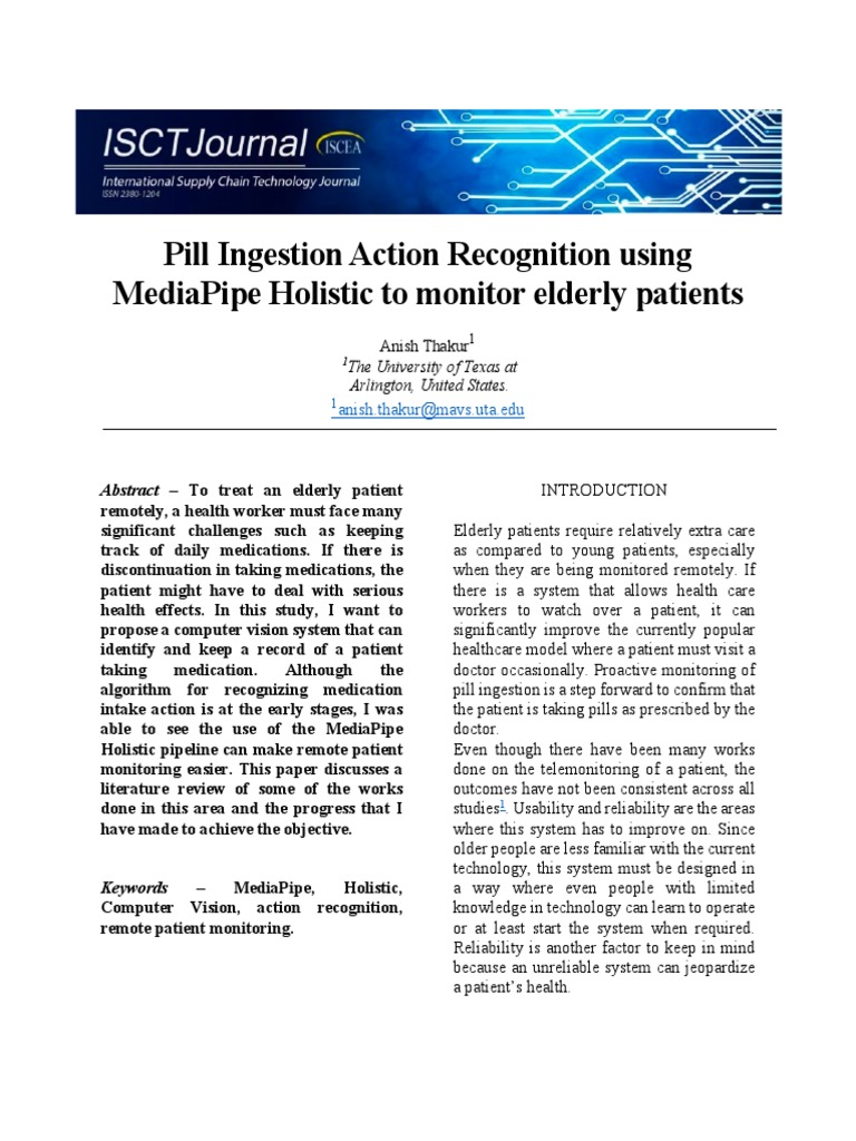 Pill Ingestion Recognition for Elderly Care | PDF | Patient | Health Care
