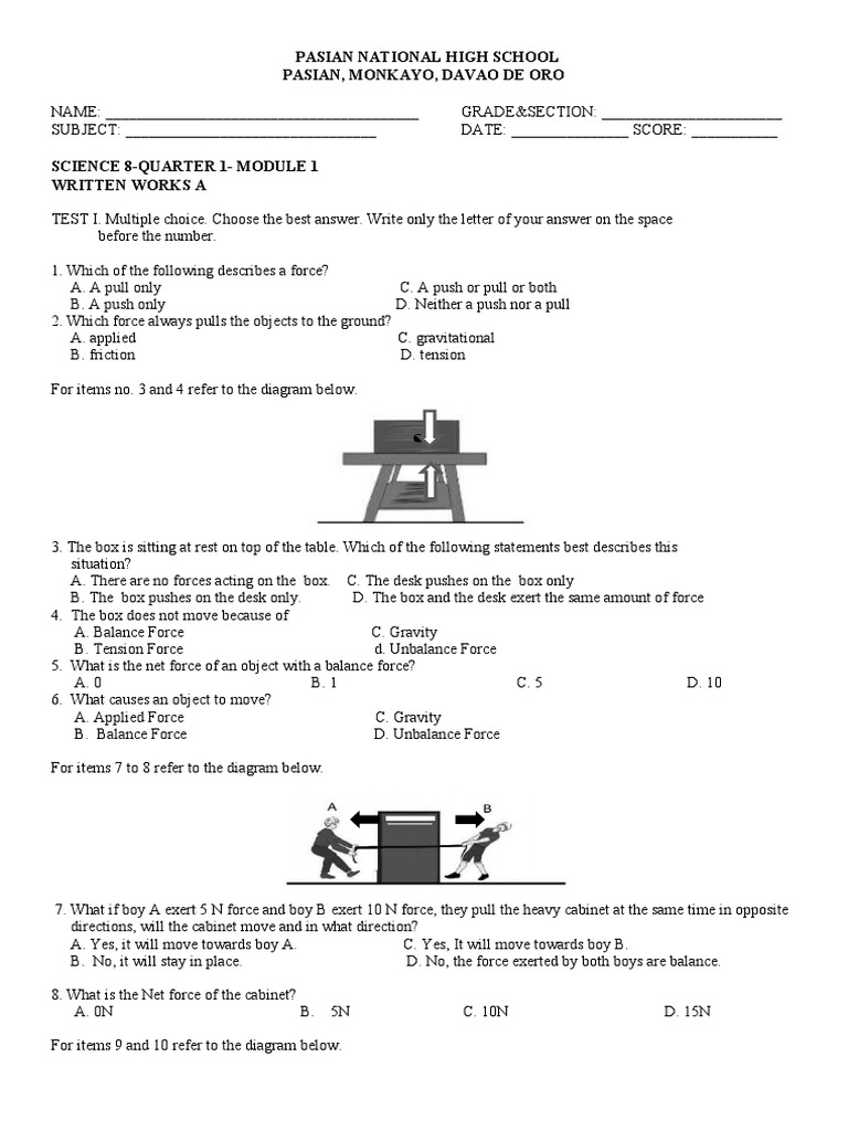 Forces and Motion Analyzing Balanced and Unbalanced Forces on Objects