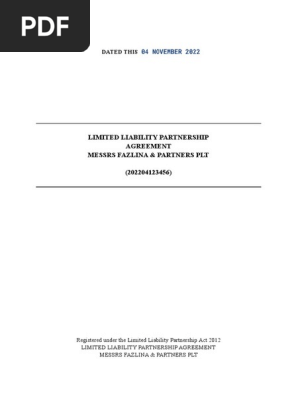 Partnership Agreement (Messrs Fazlina & Partners)