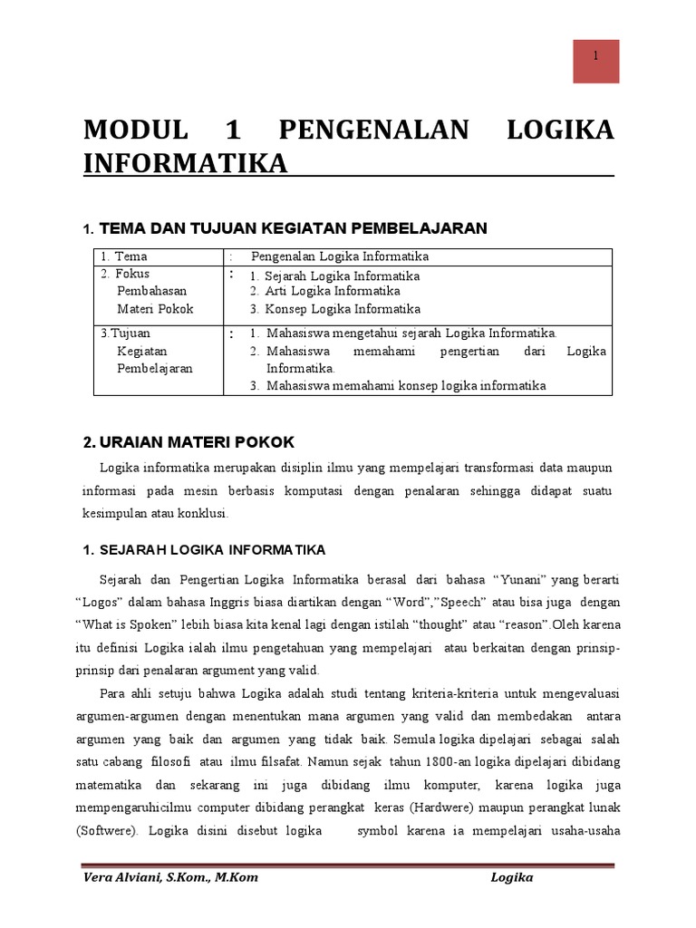 Modul 1 Pengantar Logika Informatika Pdf