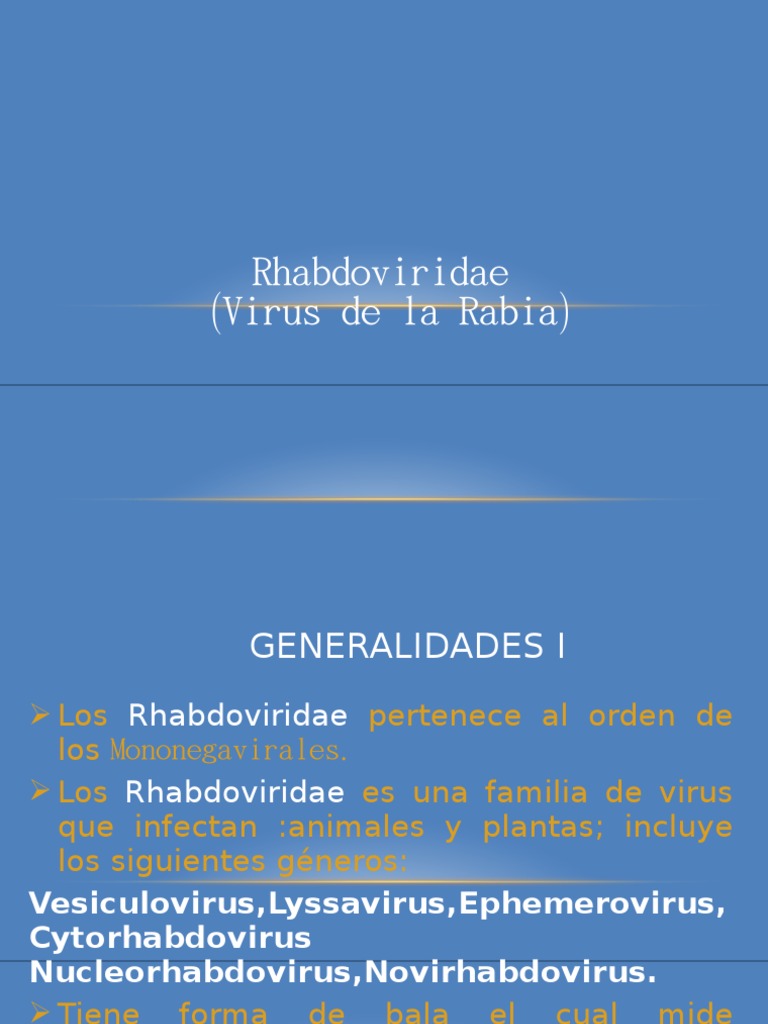 Virus Rhabdoviridae y su Epidemiología | PDF | Rabia | Virología