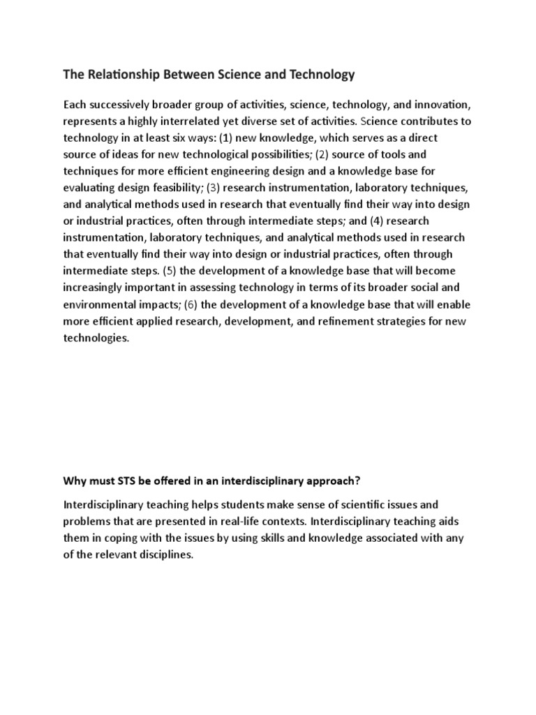 Science and Technology Interrelationship | PDF
